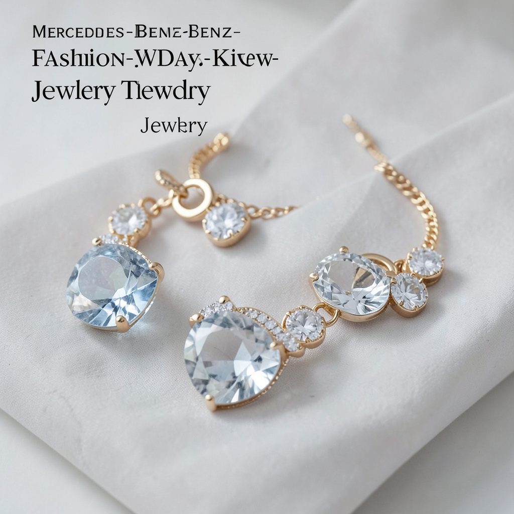 Fashion jewelry display with warm orange, blue and neutral tones and a sophisticated event mood
